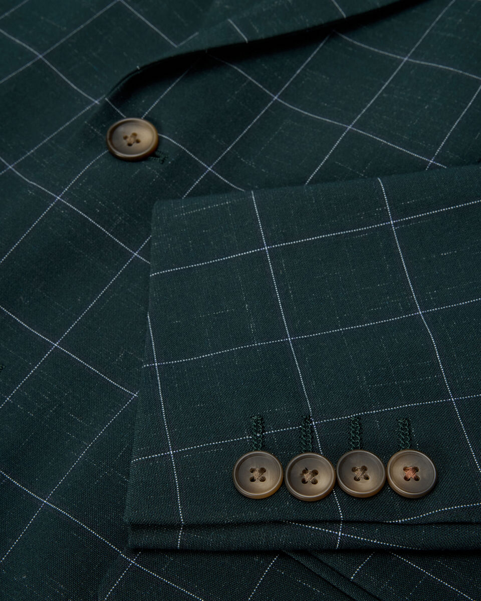 Sebastian Windowpane Check Tailored Jacket, Khaki Windowpane, hi-res